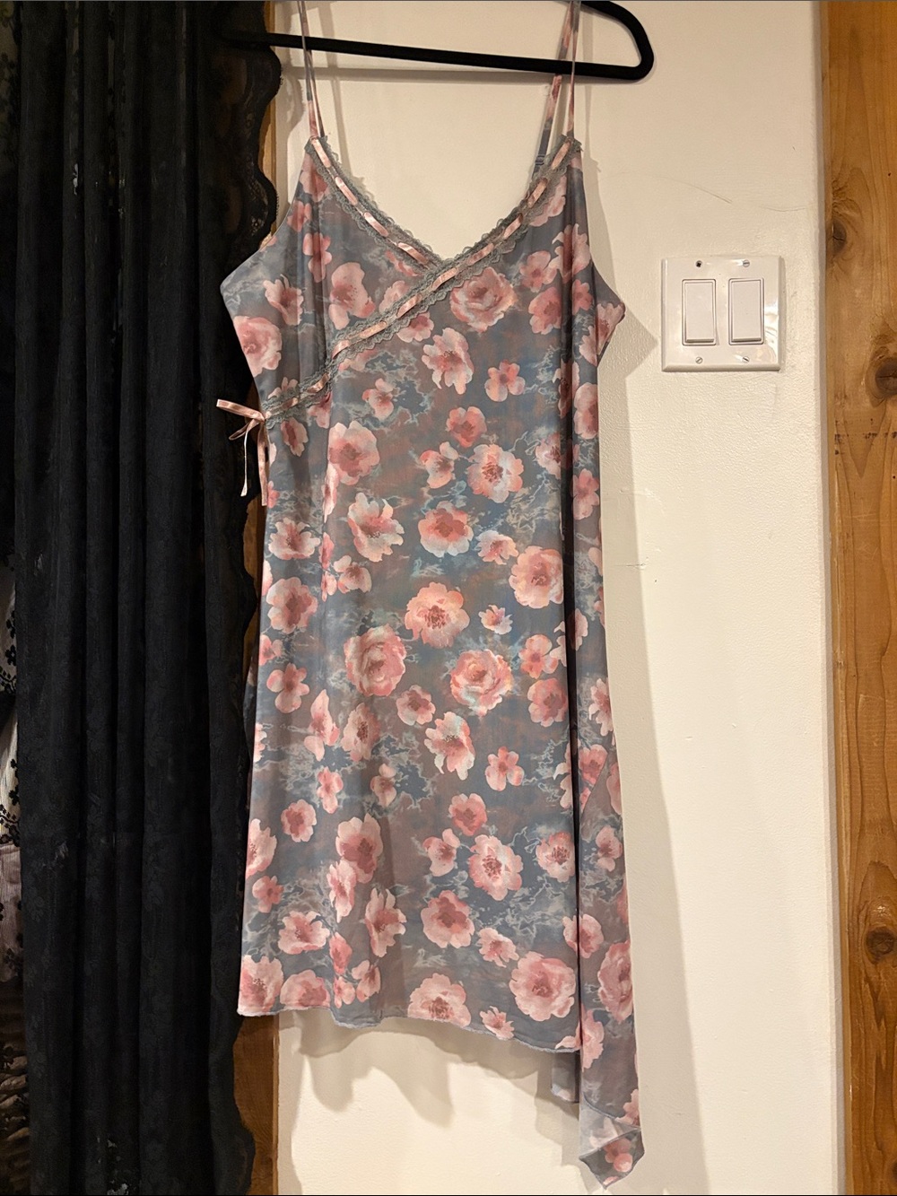 Hot Topic Floral Slip Dress in Dusty Blue and Pink